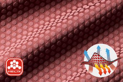 Close up of Omni Heat Helix fabric showing the hexagonal performance heat cells.