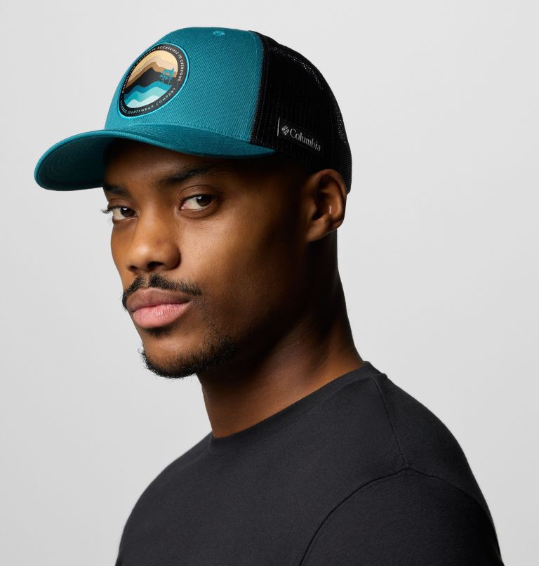 Unisex Columbia Mesh Snap Back Hat, Color: River Blue, Black, Circular Landscape, image 3