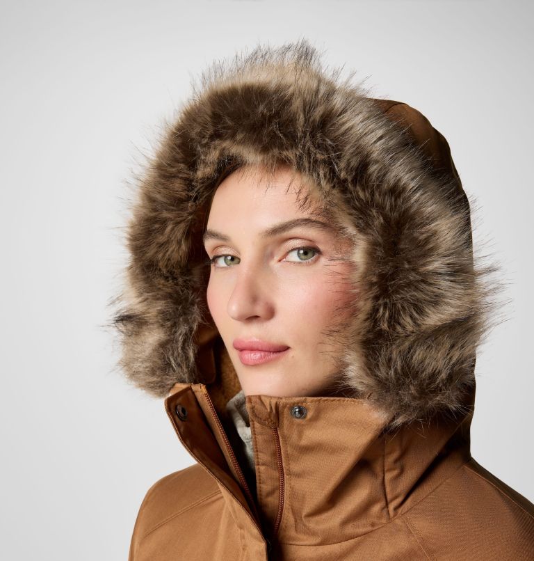 Women's Suttle Mountain Long Insulated Jacket, Color: Camel Brown, image 5