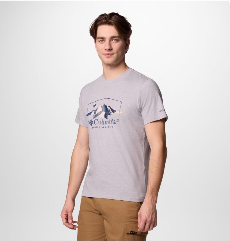 Men's Path Lake II Graphic T-Shirt, Color: Columbia Grey Hthr, Brush With Nature, image 3