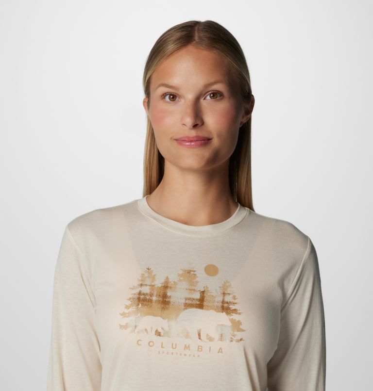 Camiseta manga larga Hidden Haven para mujer, Color: Chalk, Treehome Omblur, image 5