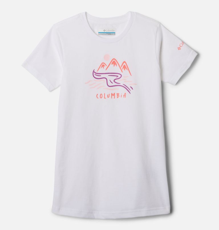T-shirt grafica e casual in cotone Mission Lake da ragazza, Color: White, Weaving Waterscape, image 1