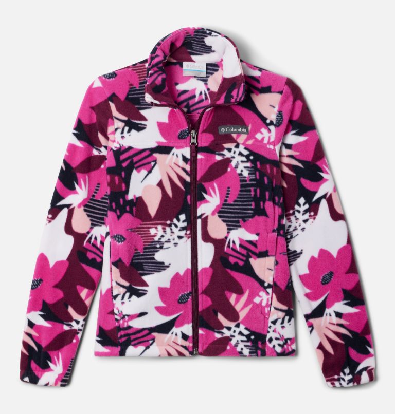 Girls' Castle Dale Printed Full Zip Fleece Jacket, Color: Wild Fuchsia Scraptanical, image 1