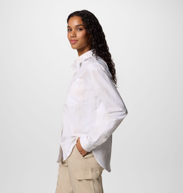 Camisa con estampado Silver Ridge Utility para mujer, Color: White Large Blur Check, image 3