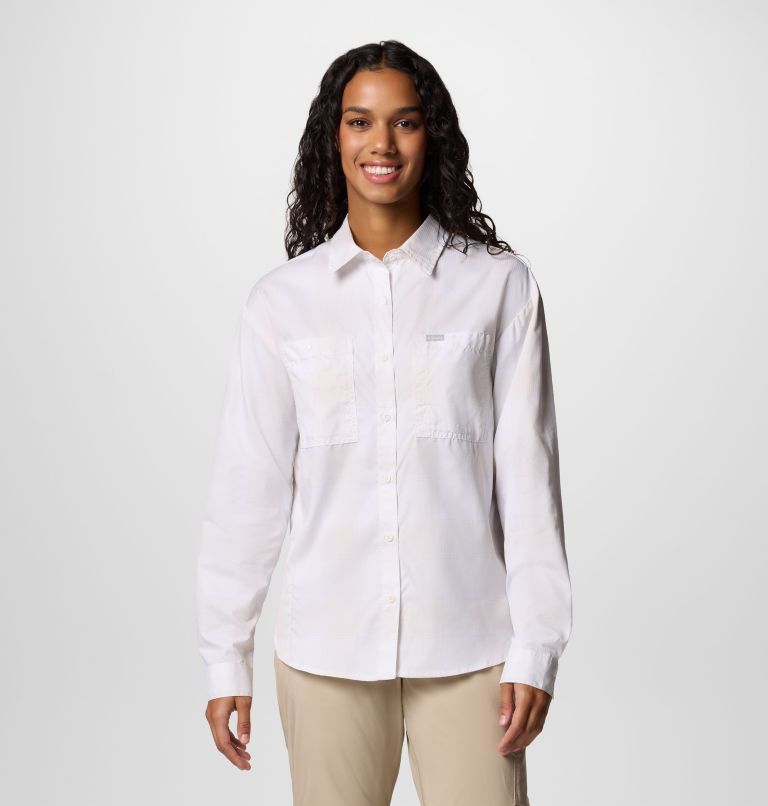 Camisa con estampado Silver Ridge Utility para mujer, Color: White Large Blur Check, image 1