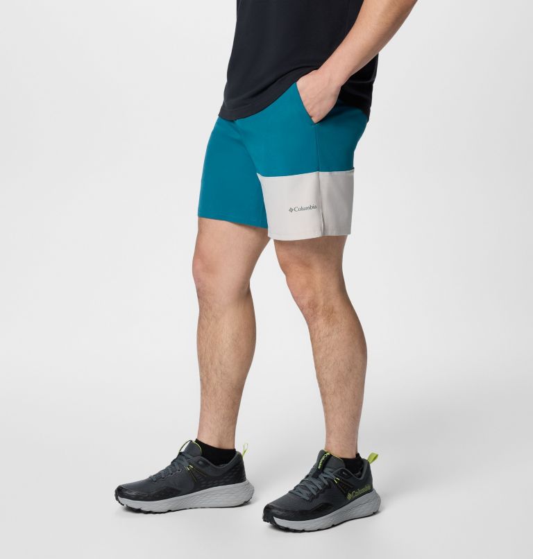 Men's Columbia Hike Colour Block Hiking Shorts, Color: River Blue, Dark Stone, image 3