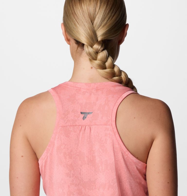Women's Bluebird Canyon Technical Tank Top, Color: Alpenglow Popflorid Jacquard, image 5