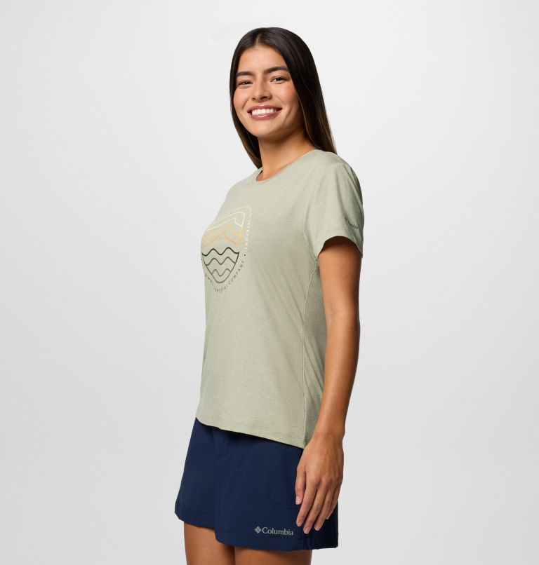 Women's Sloan Ridge Technical Graphic T-Shirt, Color: Safari, Find Your Trail, image 3
