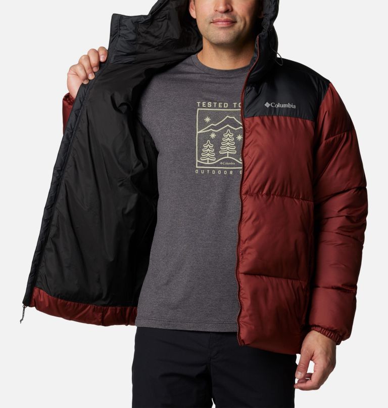 Men's Puffect II Hooded Puffer Jacket, Color: Spice, Black, image 5