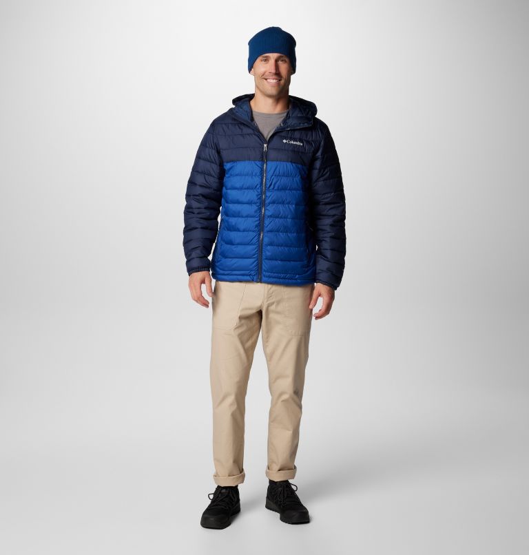 Chaqueta aislante con capucha Powder Lite II para hombre, Color: Mountain Blue, Collegiate Navy, image 3