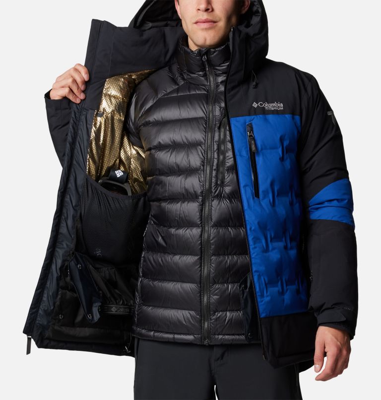 Giacca da sci impermeabile in piumino con cappuccio Wild Card IV da uomo, Color: Mountain Blue, Black, image 5