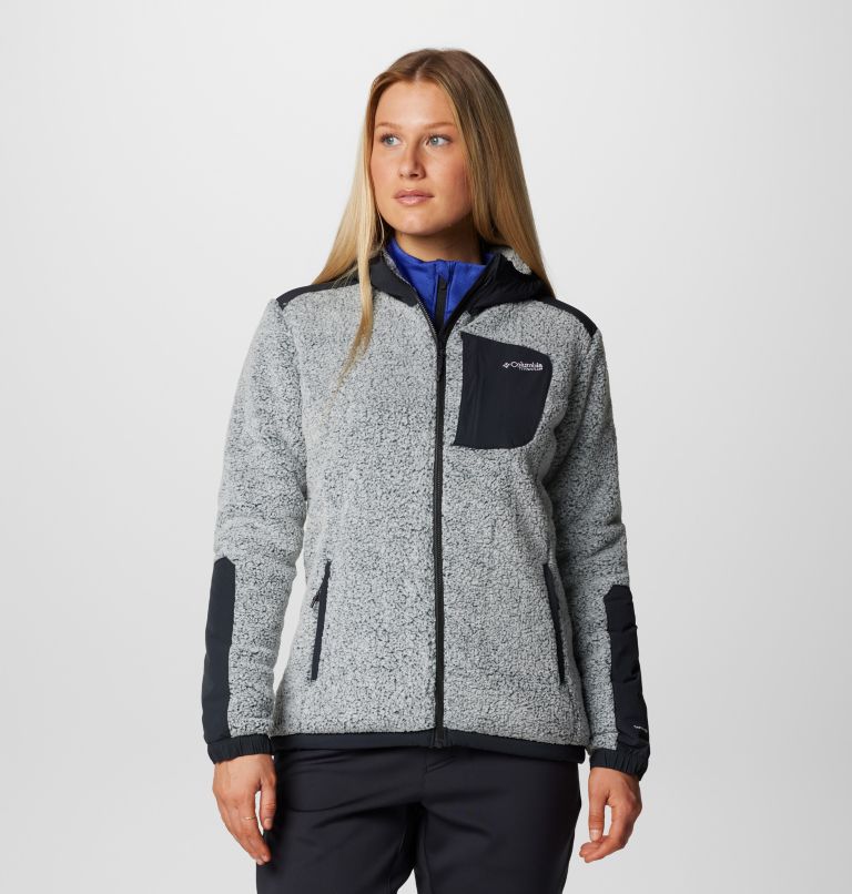 Women's Arctic Crest Technical Sherpa Fleece Jacket, Color: White, Black, image 1