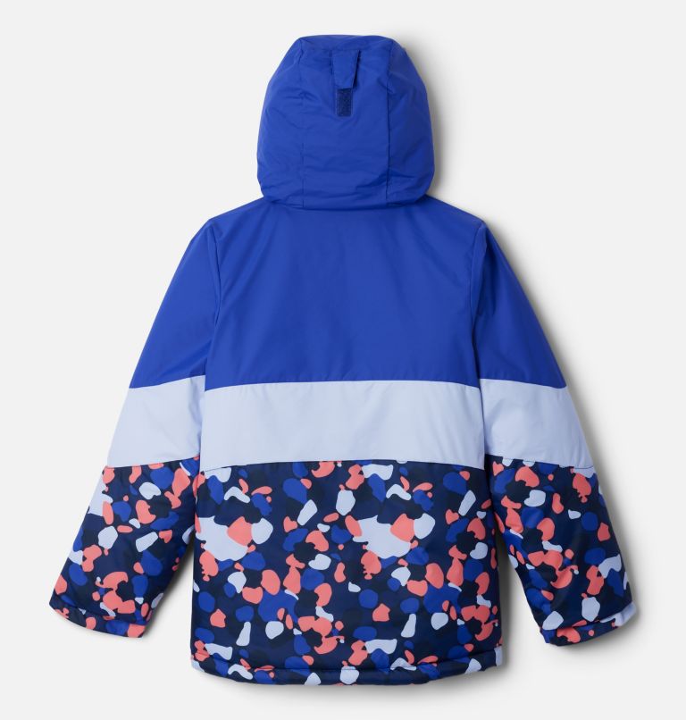 Girls' Horizon Ride III Ski Jacket, Color: Coll Navy Winterbloom, Clematis Blue, image 2