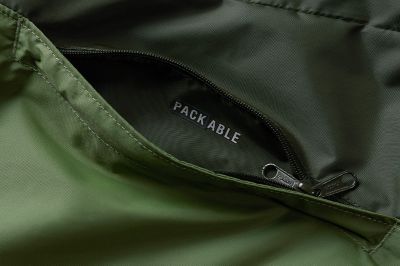 Close up of inner packable pocket.