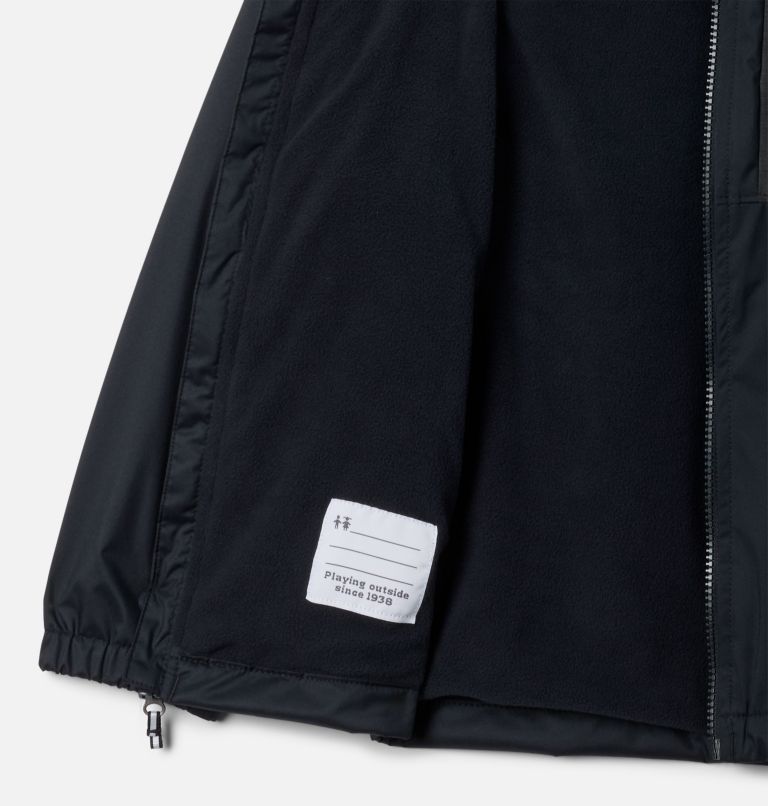 Boy's Rainy Trails II Fleece Lined Waterproof Jacket, Color: Black, Black Slub, image 3