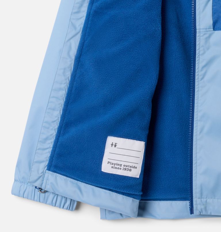 Chaqueta impermeable con forro polar Rainy Trails II para niño, Color: Ripple Blue, Mountain Blue Slub, image 3