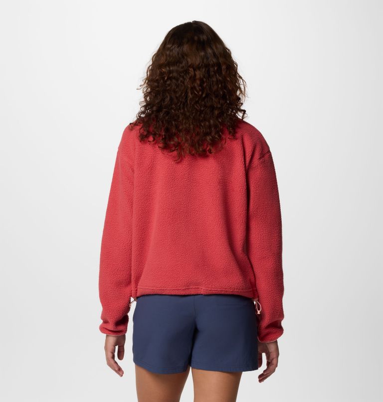 Women's Helvetia II Cropped Sherpa Half Snap Fleece, Color: Daredevil, image 2