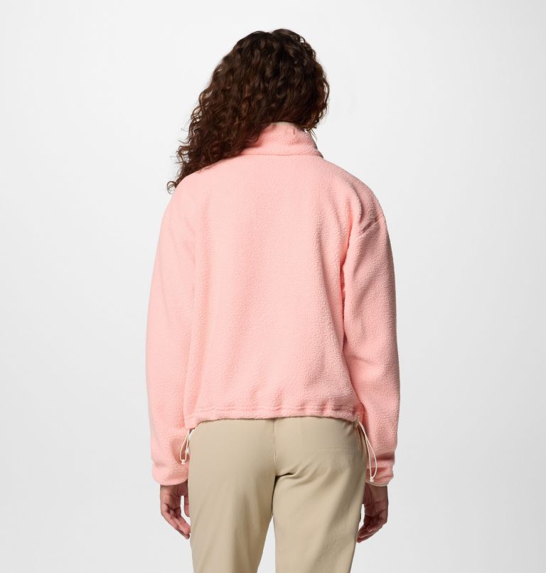 Women's Helvetia II Cropped Sherpa Half Snap Fleece, Color: Pink Sand, image 2