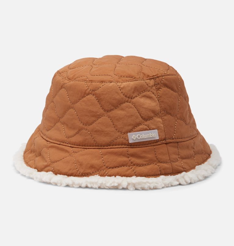 Unisex Winter Pass II Reversible Sherpa Quilted Bucket Hat, Color: Camel Brown, Chalk, image 1