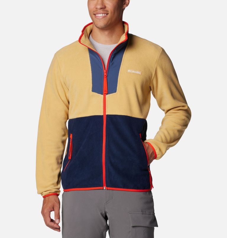 Men's Sequoia Grove Fleece Jacket, Color: Light Camel, Dark Mtn, Coll Navy, Spicy, image 1