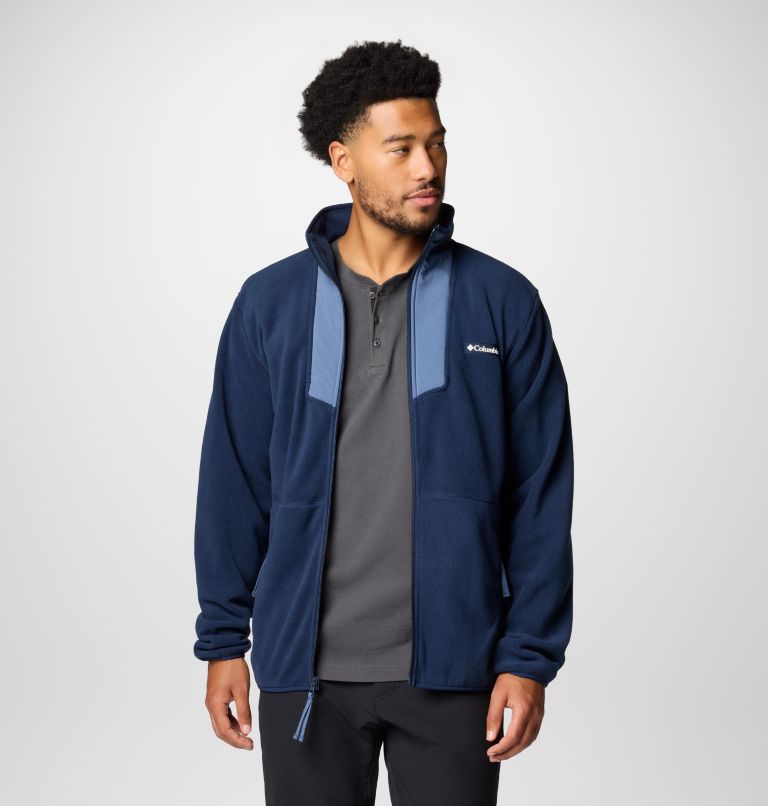 Vêtement polaire à fermeture éclair pleine longueur Sequoia Grove pour hommes, Color: Collegiate Navy, Dark Mtn, image 6