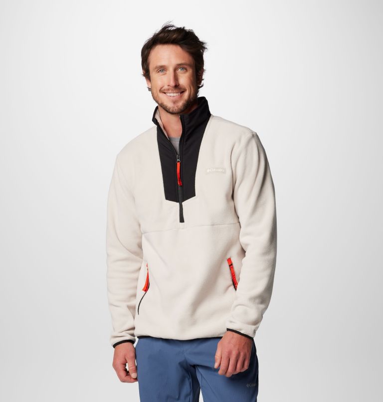 Men's Sequoia Grove Half Zip Fleece, Color: Dark Stone, Black, Spicy Pulls, image 1