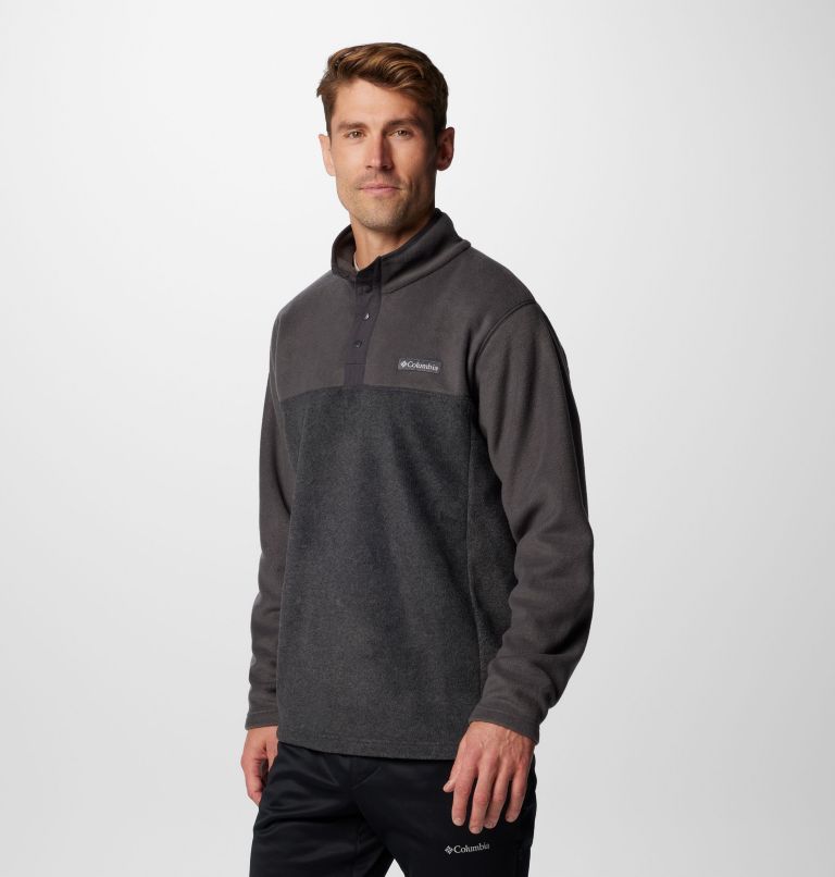 Forro polar con cierre medio a presión Steens Mountain II para hombre, Color: Charcoal Heather, Shark, image 4