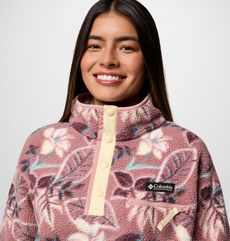 Helvetia II gecropptes Sherpa Half Snap Fleece mit Print für Frauen, Color: Fig Pasteled Multi, image 4