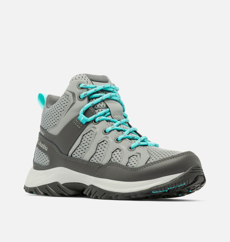 Chaussure mi-montante imperméable Granite Trail pour femmes, Color: Ti Grey Steel, Bright Aqua, image 3
