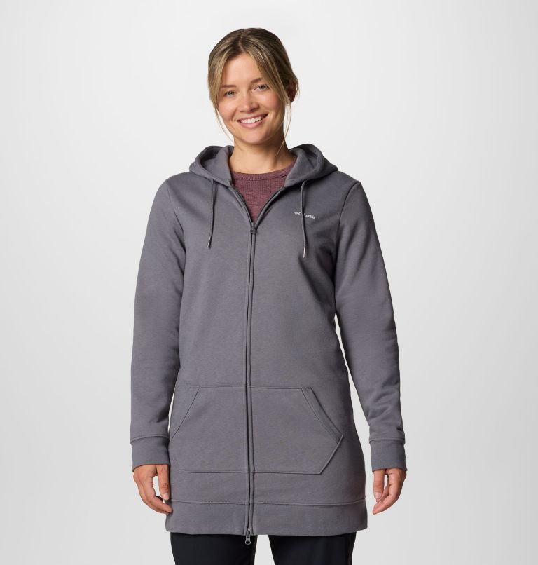 Women's Burr Trail Long Full Zip Hoodie, Color: City Grey, image 1