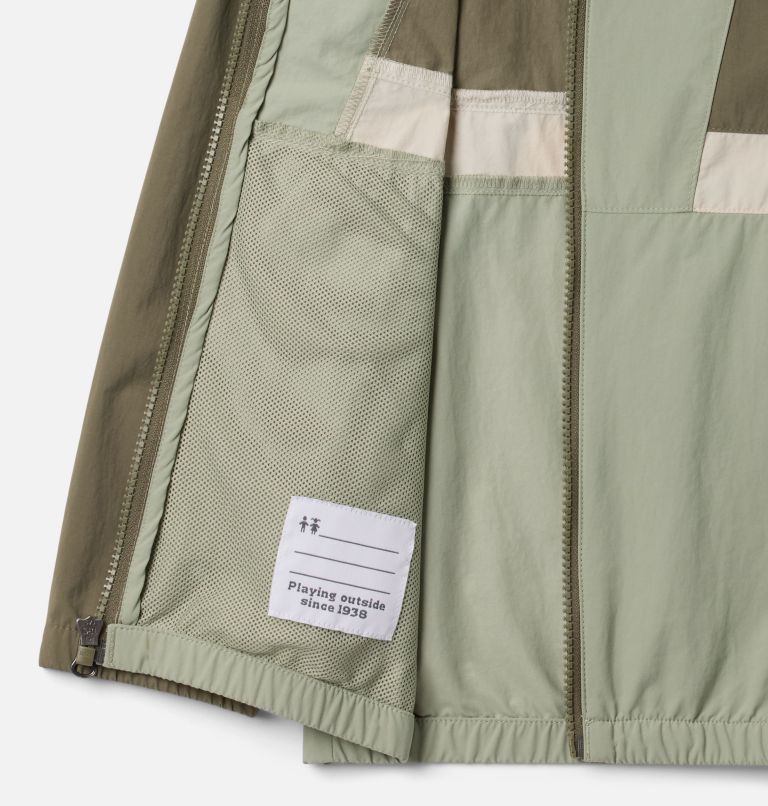 Boys' Spire Valley Hooded Windbreaker, Color: Stone Green, Safari, Dark Stone, image 3