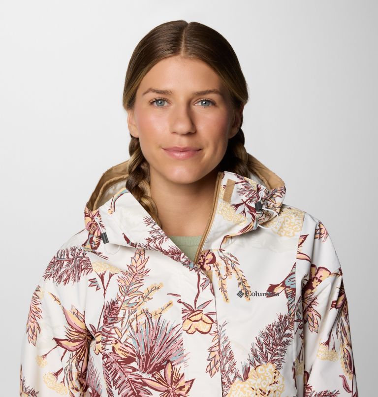 Women's Hikebound Printed Jacket, Color: Sea Salt Outbacked, Canoe, image 4