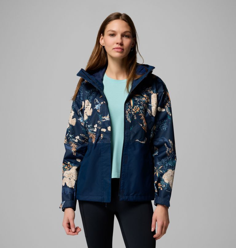 Women's Hikebound Printed Jacket, Color: Collegiate Navy Outbacked, Coll Navy, image 7