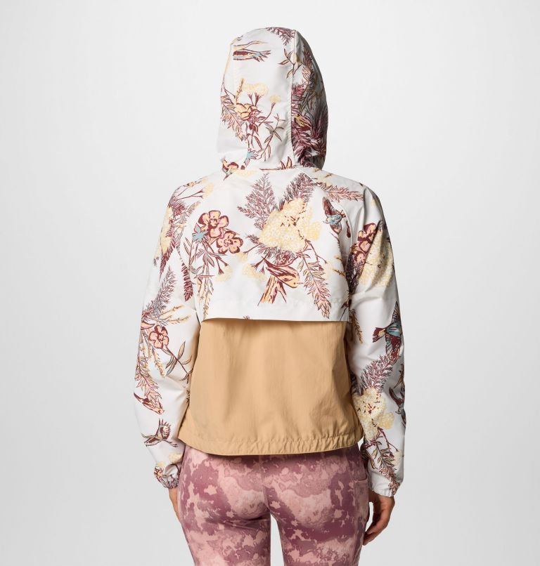 Women's Spire Valley Printed Hooded Windbreaker, Color: Sea Salt Outbacked, Canoe, image 2