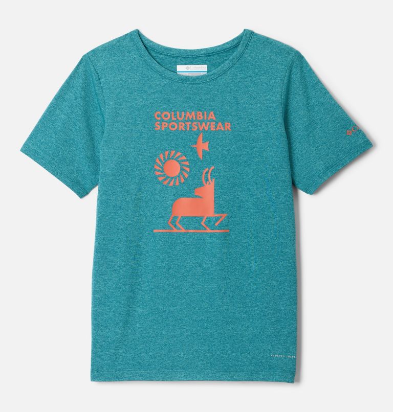 Tech Trail technisches T-Shirt mit Grafik für Jungen, Color: River Blue Heather, Explore Outdoors, image 1