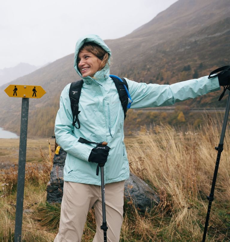 Women's Pouring Adventure III Waterproof Hiking Jacket, Color: Spray, image 8