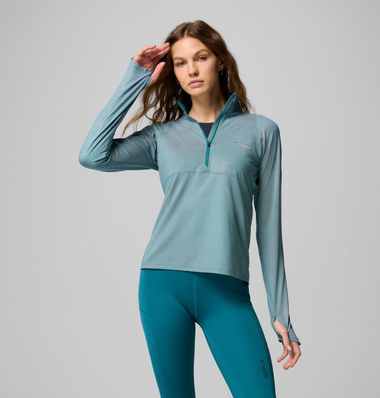 Women's Summit Valley Long Sleeve Half Zip Shirt, Color: River Blue, image 1