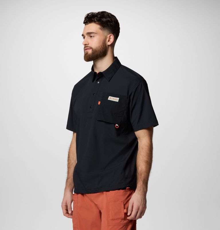 Unisex Cove Beach Woven Short Sleeve Shirt, Color: Black, image 5