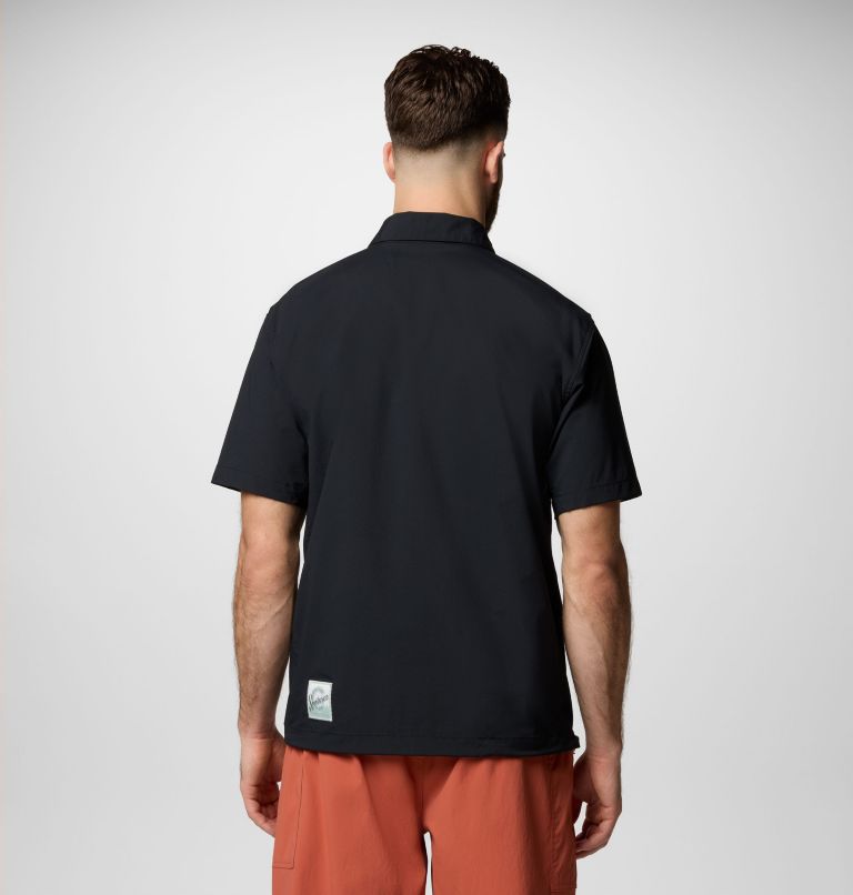 Unisex Cove Beach Woven Short Sleeve Shirt, Color: Black, image 11