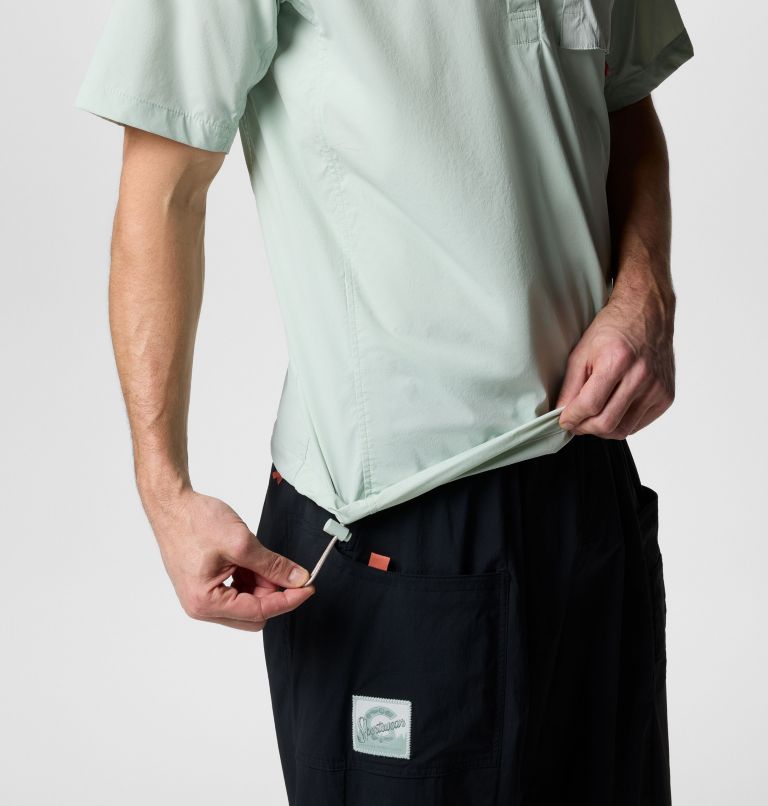 Unisex Cove Beach Woven Short Sleeve Shirt, Color: Cool Green, image 7