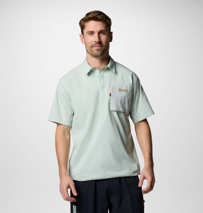 Unisex Cove Beach Woven Short Sleeve Shirt, Color: Cool Green, image 1