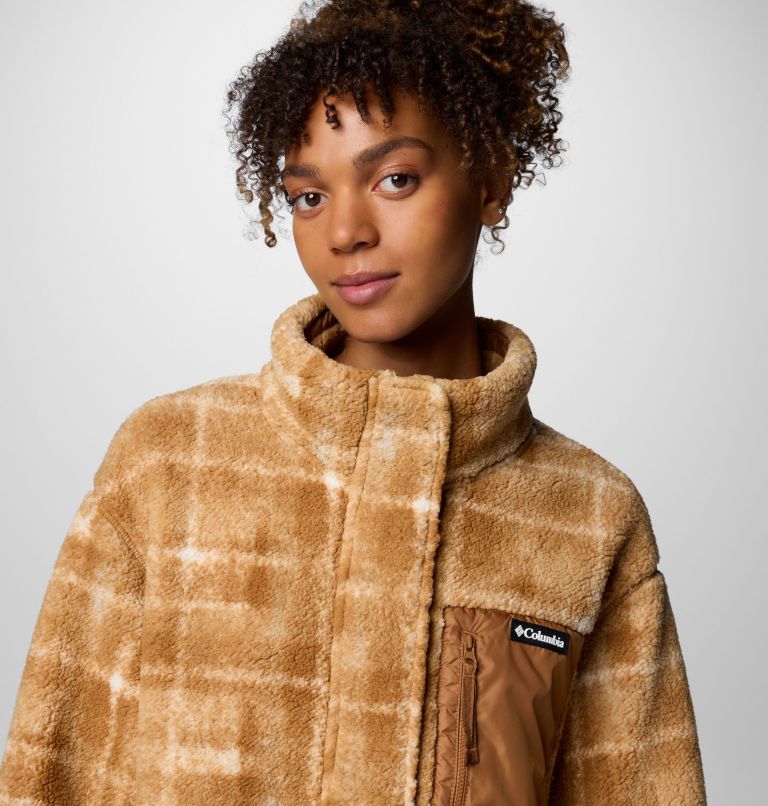 Veste Polaire Longue en Sherpa Winter Warmth Femme, Color: Camel Brown Omblur, image 5
