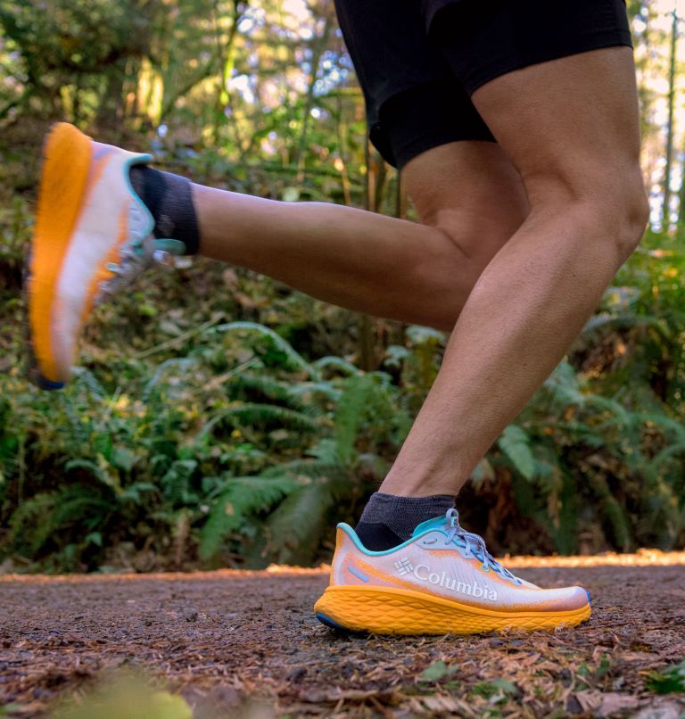 Men's Konos Featherweight Running Shoe, Color: Mango, Stormy Blue, image 13